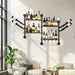 Vintage industrial style black metal pipes and rustic brown MDF shelves
