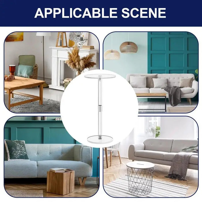 Clear Acrylic Drink Table, Small Round End Table for Living Room & Home Decor