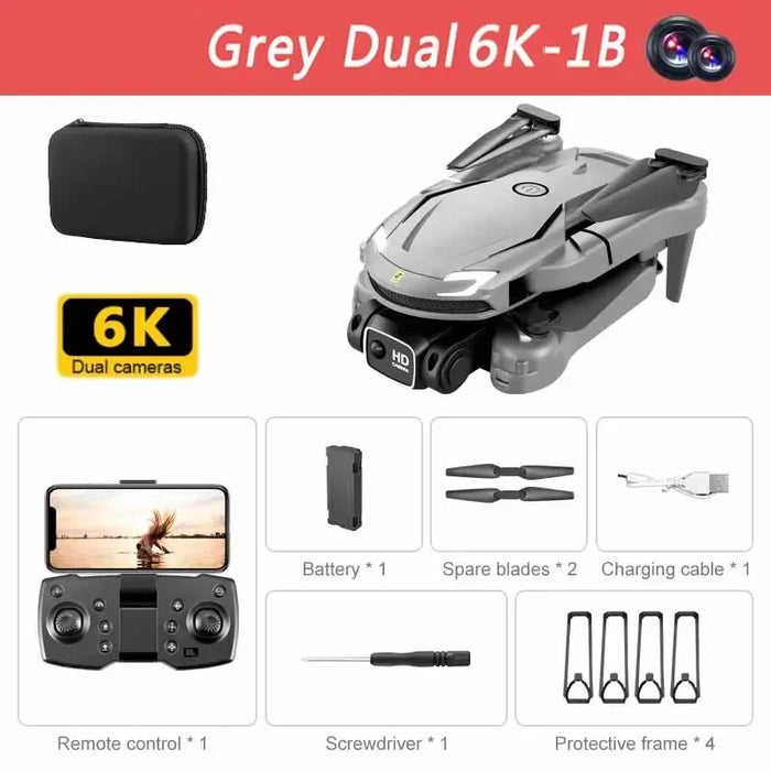 6K Dual Camera Drone Quadcopter Remote Aerial Photography Aircraft - Grey