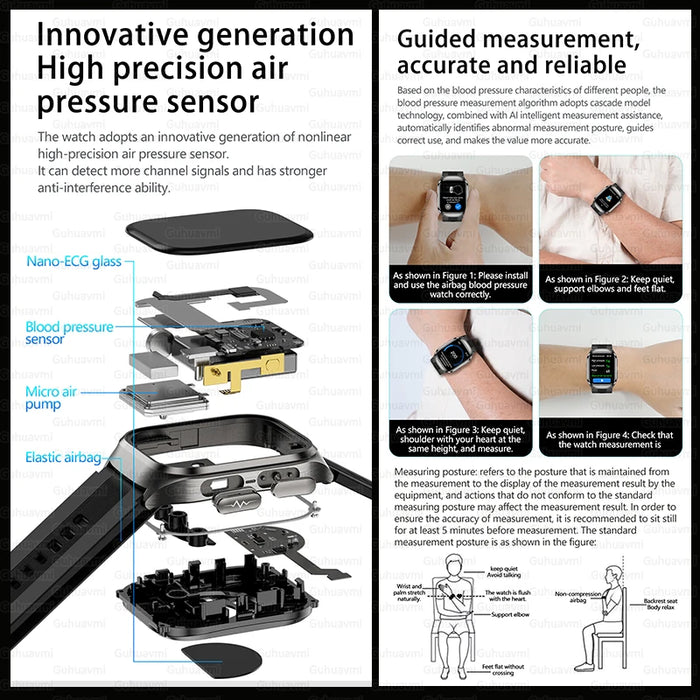 IP68 Waterproof Smartwatch with Blood Pressure & Sugar Monitor