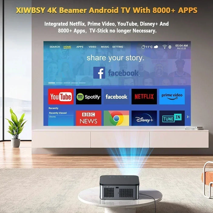 Portable 4K Android Projector with Bluetooth