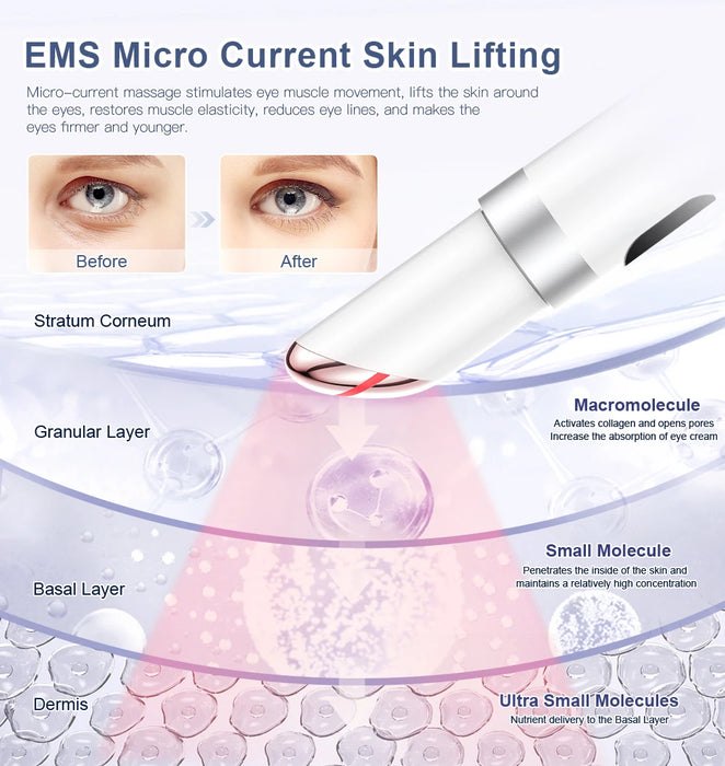 EMS Electric Eye Massager | Microcurrent Skin Lifting & Dark Circle Removal | Hot Vibration