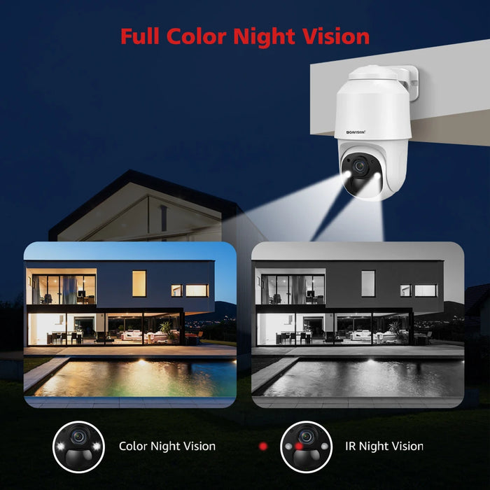 Rechargeable Outdoor WiFi Camera with 360° View & Audio 4MP Battery Cam 64G