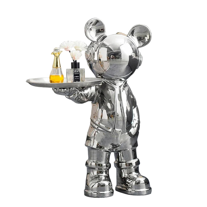 Large Astronaut Statue with Tray Luxury Electroplated Ceramic Home Decor, 53cm