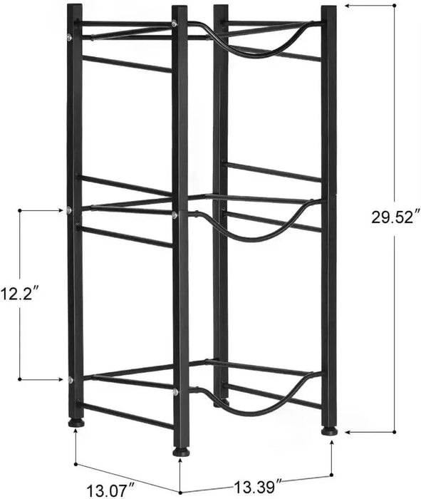 Detachable Metal 3-Tier Water Bottle Storage Rack, Standing Water Barrel Holder, Space-Saving Kettle Organizer, Black, High Quality