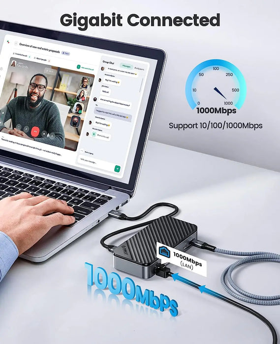10-in-1 USB-C Hub with M.2 NVMe SSD Enclosure and 4K HDMI