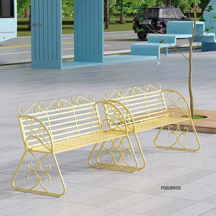 Outdoor Metal Sun Lounger Chair, Dual Seat with Backrest
