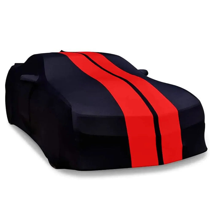 Universal Car Cover Stretch Cloth - Red Black for Indoor Dust Sun Protection