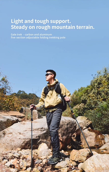 Trekking poles black 103-120cm carbon fiber folding hiking walking sticks for outdoor adventure and hiking