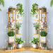 Durable and moisture-resistant bamboo corner plant stand for small areas