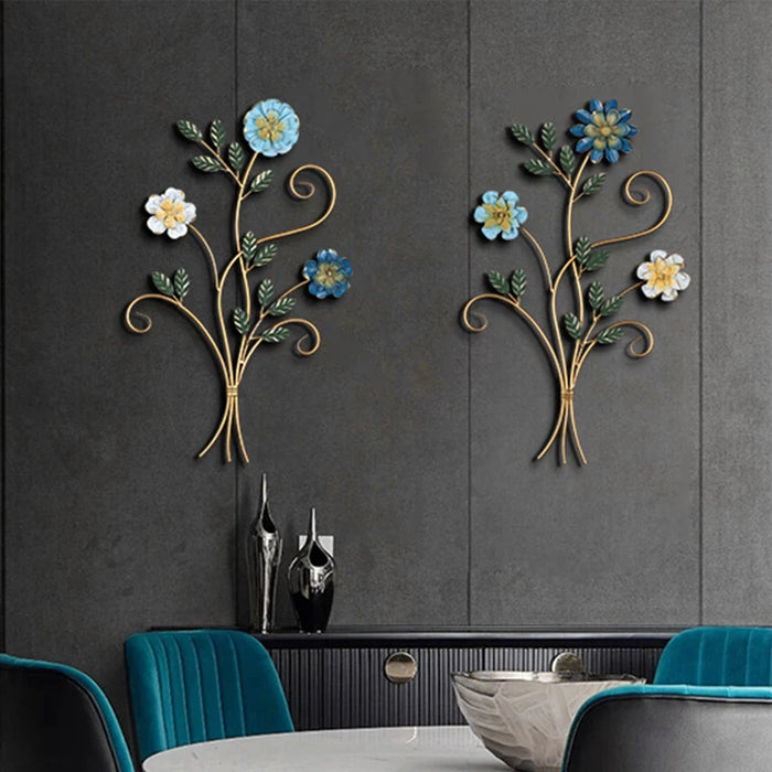 Modern Metal Wall Art Flower Decoration for Living Room