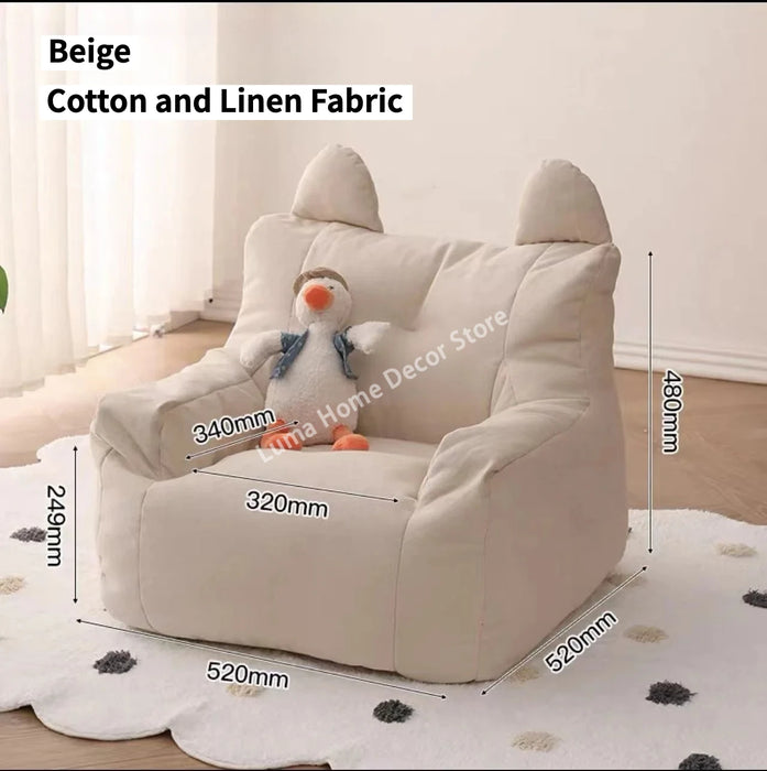 Soft Beige Kids Sofa for Reading Corner