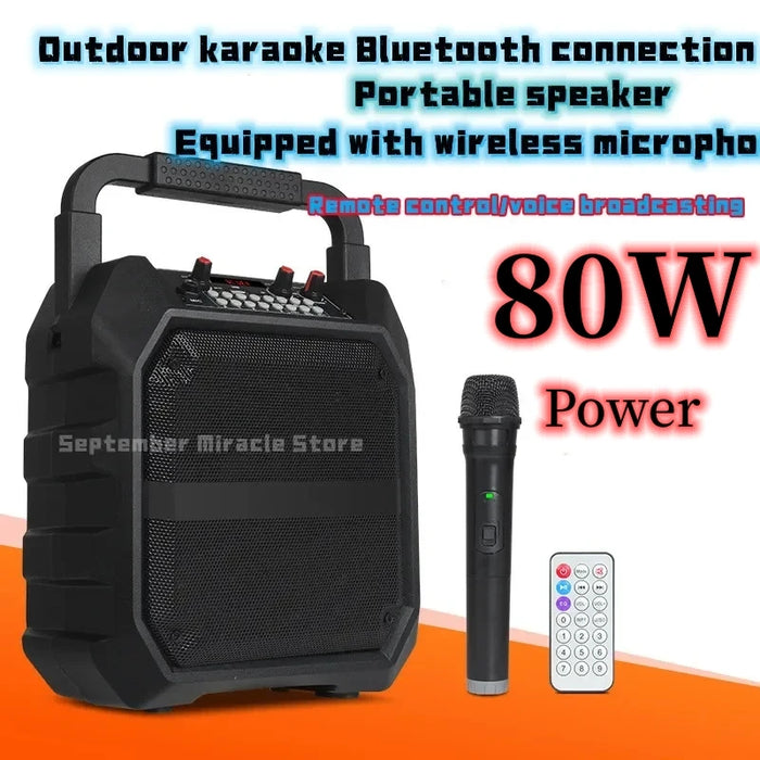 80W Portable Bluetooth Speaker with Mic and Remote