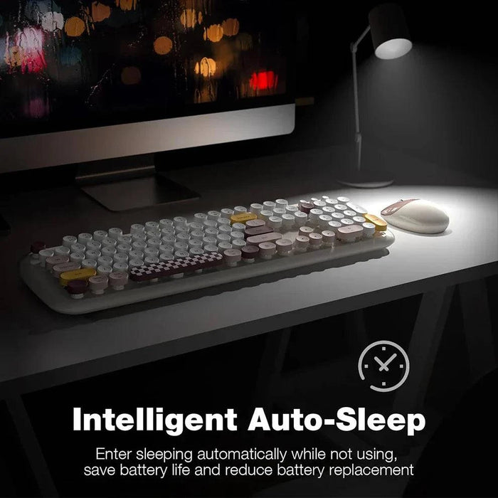 Wireless Keyboard and Mouse Combo Full-Size Retro 2.4G Black for Windows and Mac, White 3 - FLUXA