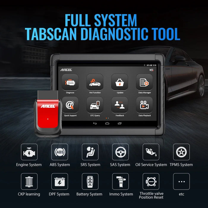 10.1" Bluetooth Car Diagnostic Tablet with ABS Reset