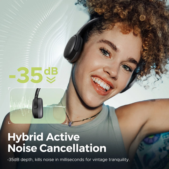 Wireless Over-Ear Headphones with ANC, 45.5H Battery, Game Mode