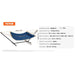 Blue Double Hammock with Stand, 200g Quilted Cotton and Polyester Material, 190 x 140 cm Bed Size, 218 kg Weight Capacity, and T-Shaped Steel Stand