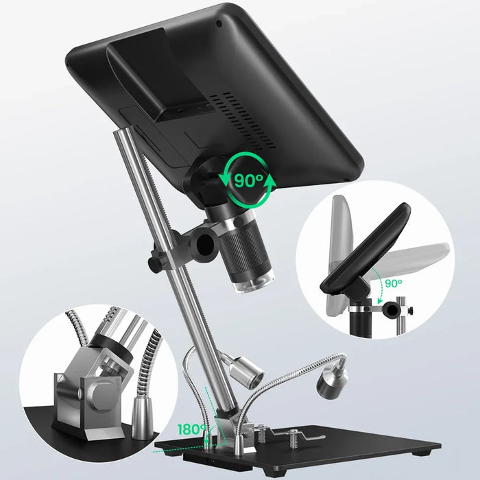 10.1" LCD Digital Microscope with 260X Zoom & LED Lights