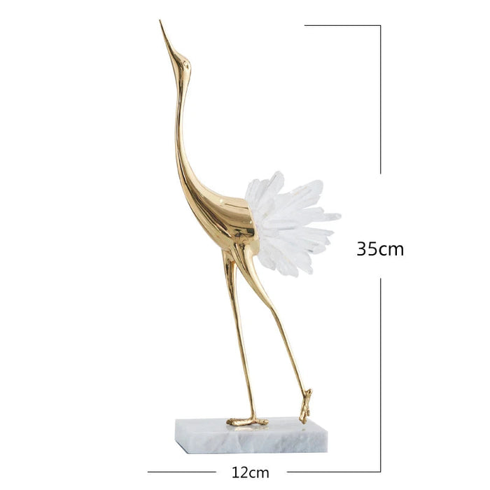Luxury Brass Crystal Swan Ornament – Home Decor Accent