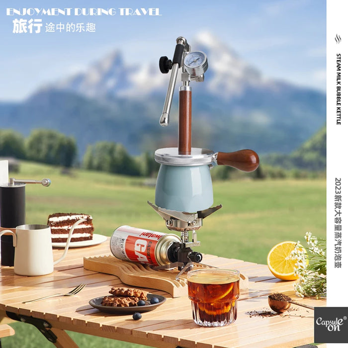 Stovetop Milk Foam Maker with Wood Valve Handle