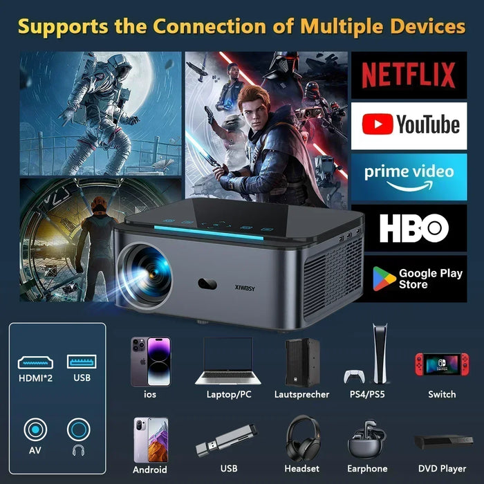 Portable 4K Android Projector with Bluetooth