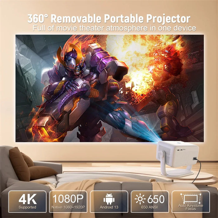 Projector P350, 4K Support, Auto Keystone, WiFi6 & Android 11