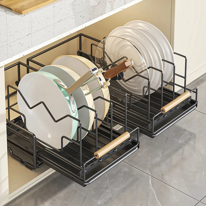 Kitchen Cabinet Organizer with Tray, White