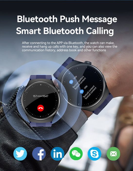 Smart Fitness Watch Blue with ECG and Blood Pressure