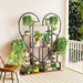 Six Tier Black Metal Plant Stand with Creative Half Heart Ladder Design