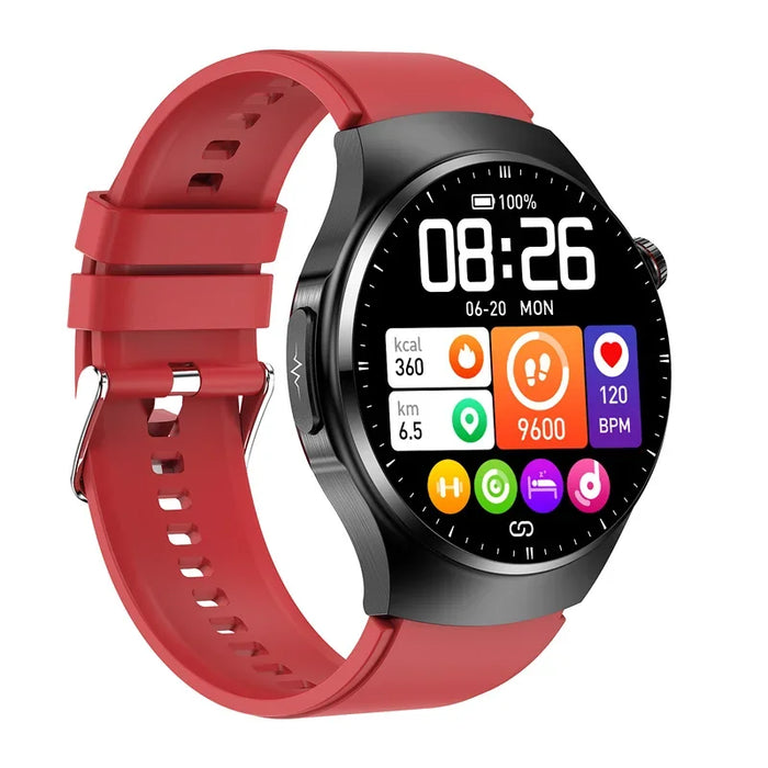 Smart Watch Black Steel with Call, Heart Rate & Sleep Tracker Black Leather