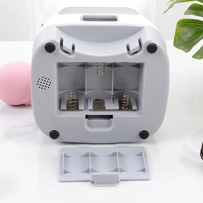 Dual power supply pet feeder with stainless steel tray