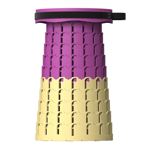 Collapsible Telescopic Camping Stool in Purple and Yellow for Outdoor Activities and Adventures