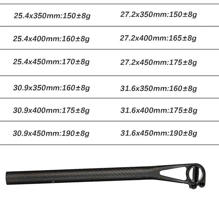 Carbon Bike Seat Post 309x350 mm for MTB & Road Bike on a white background