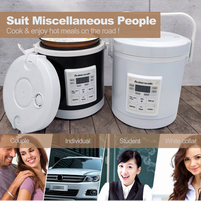 1.6L Travel Rice Cooker 12V/24V/220V Multi-Power, Champagne