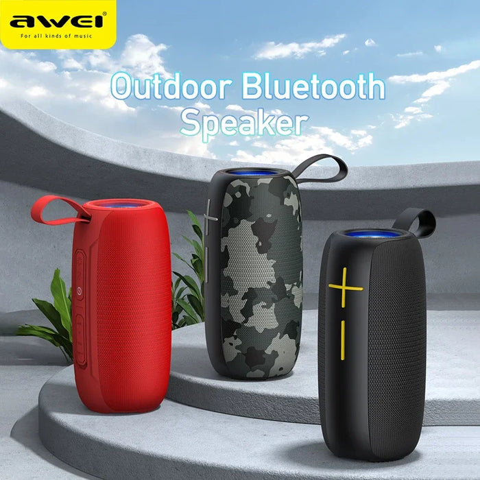 Portable Bluetooth Speaker with 10W Bass, LED Lights, IPX6 Waterproof