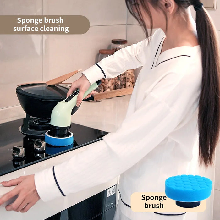 Electric scrubber brush with 9 heads for deep kitchen and bathroom cleaning