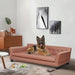 Modern brown pet sofa bed made of leathaire, sponge foam, and composite board