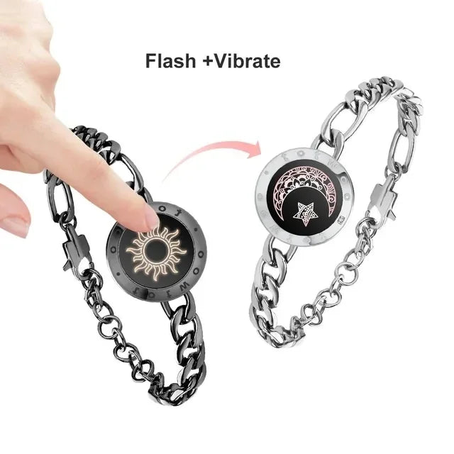 Includes 1 pair of black touch bracelets, 1 pair of silver touch bracelets, 2 charging cables, 2 user manuals, gift box, and gift bag