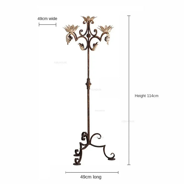Decorative Iron Floor Candlestick – European Style, 50cm Tall