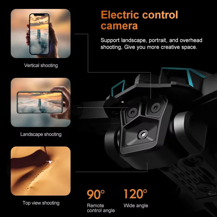 Mini Drone with 4K Triple Camera, Foldable, Obstacle Avoidance, Black