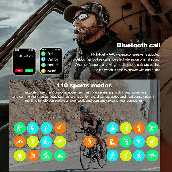 Sports Smart Watch 5 cm Screen Bluetooth-Call Fitness Smartwatch IP68 Waterproof Activity Tracker - FLUXA