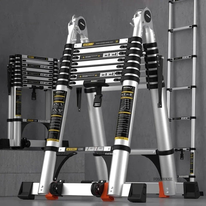 1.9m Telescopic Folding Ladder Aluminum Portable Step Stool