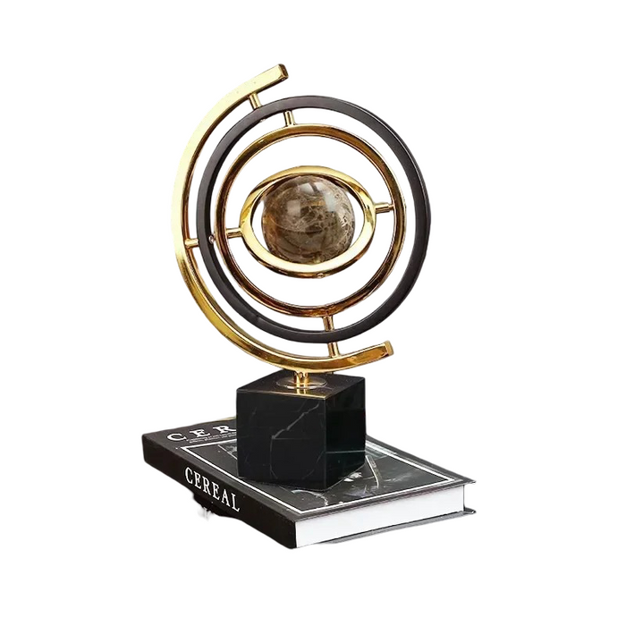 Modern Metal Globe Figurine 22.5x35cm for Office Decor B
