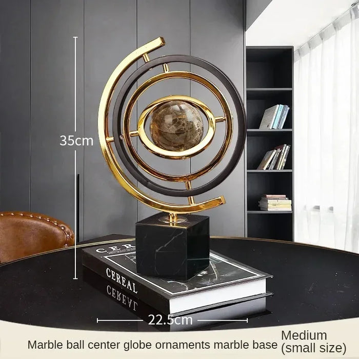 Modern Metal Globe Figurine 22.5x35cm for Office Decor B