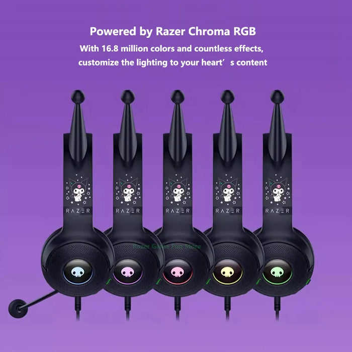 Wired Kuromi Headset with RGB Lights, TriForce Drivers & Mic