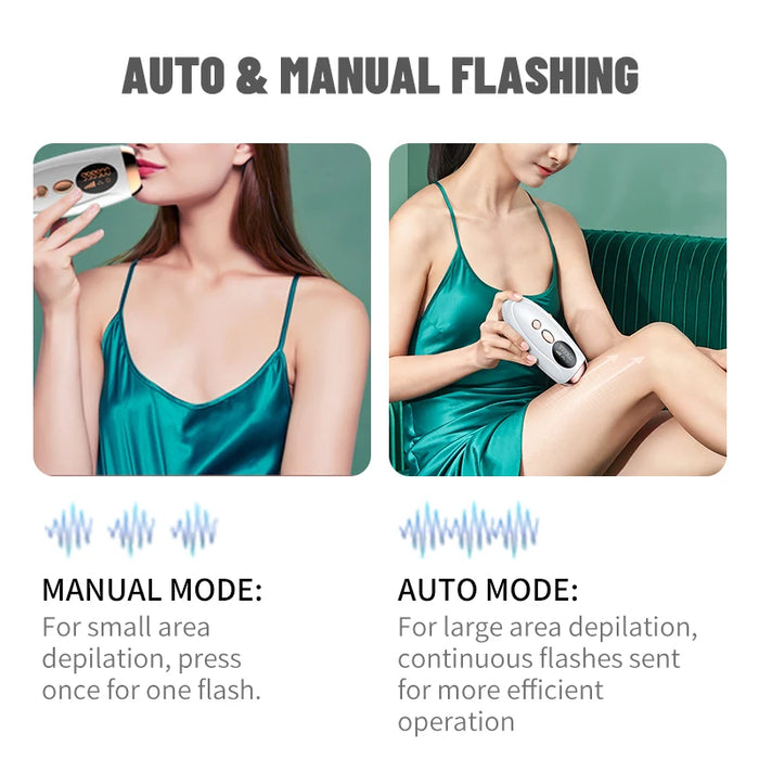 Laser Epilator 999900 Flashes, IPL Hair Remover & Face Massager – White