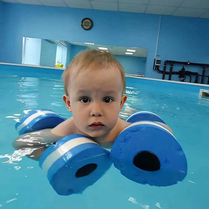 Blue water dumbbells designed to improve calorie burn and muscle engagement in water workouts