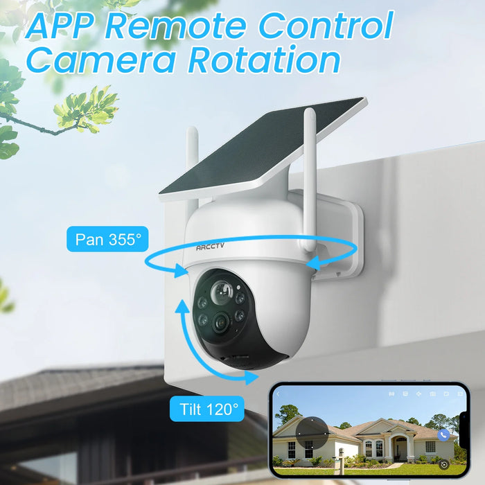 4MP Solar WiFi Outdoor Security Camera Kit with Siren Alarm