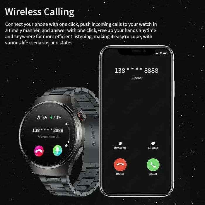AMOLED 1.43" Fitness Smartwatch with Voice Assistant & ECG Tracker - Black
