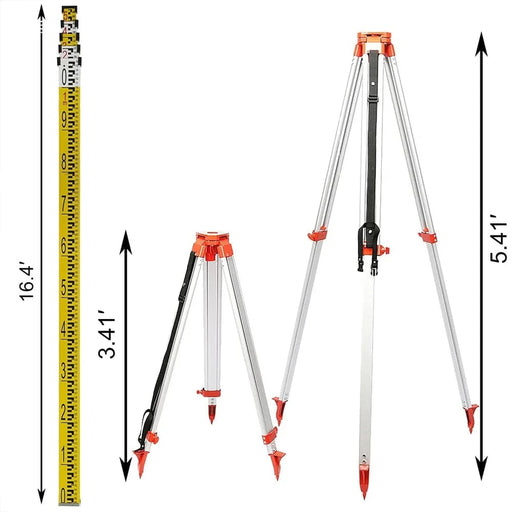 Sturdy Aluminium Tripod and Telescoping Staff included for precise leveling and alignment